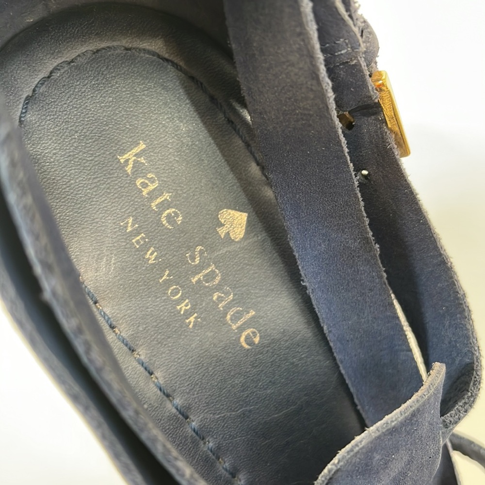 KATE SPADE Blue Suede Wedge Sandals Size 7 - Picture 6 of 14